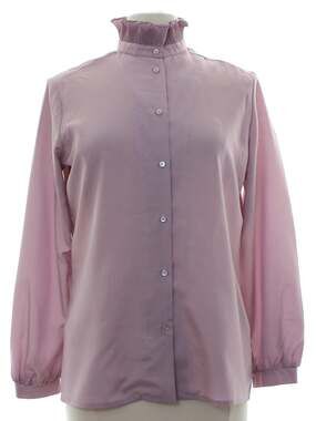 Vintage 70s Frank Lee Lavender Ruffle Neck Blouse Women's Medium